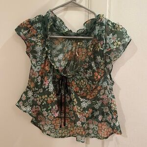Free people green floral top